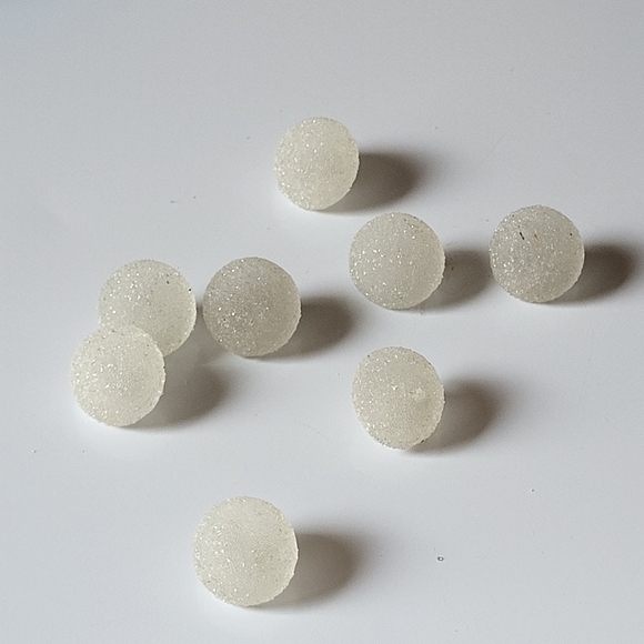 Vintage Round White Domed Plastic Shank Sugared Texture Sewing Buttons ~ 8pcs - Picture 6 of 13